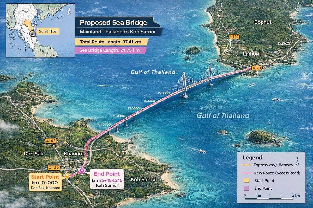 Bekommt Koh Samui Mega-Brücke - in 20 min auf die Insel - Wie man ein überlastetes System noch effizienter überlastet Symbolfoto 2
