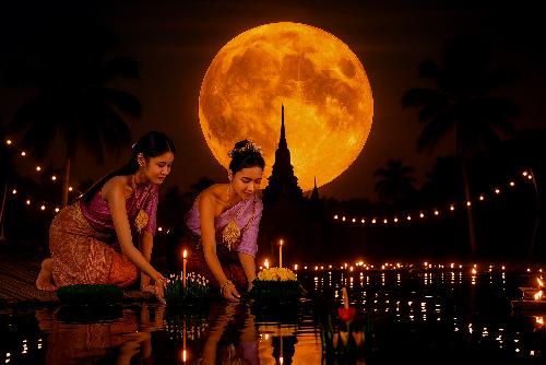 Bild Der größte Vollmond des Jahres trifft Loy Kratong