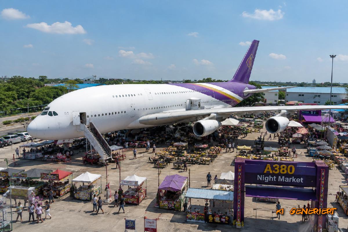 First Class ohne Flugticket - Ein ausrangierter A380 begeistert - Airbus zum Einsteigen für 80 Baht - Verrückter Nachtmarkt in Rayong Symbolfoto 2