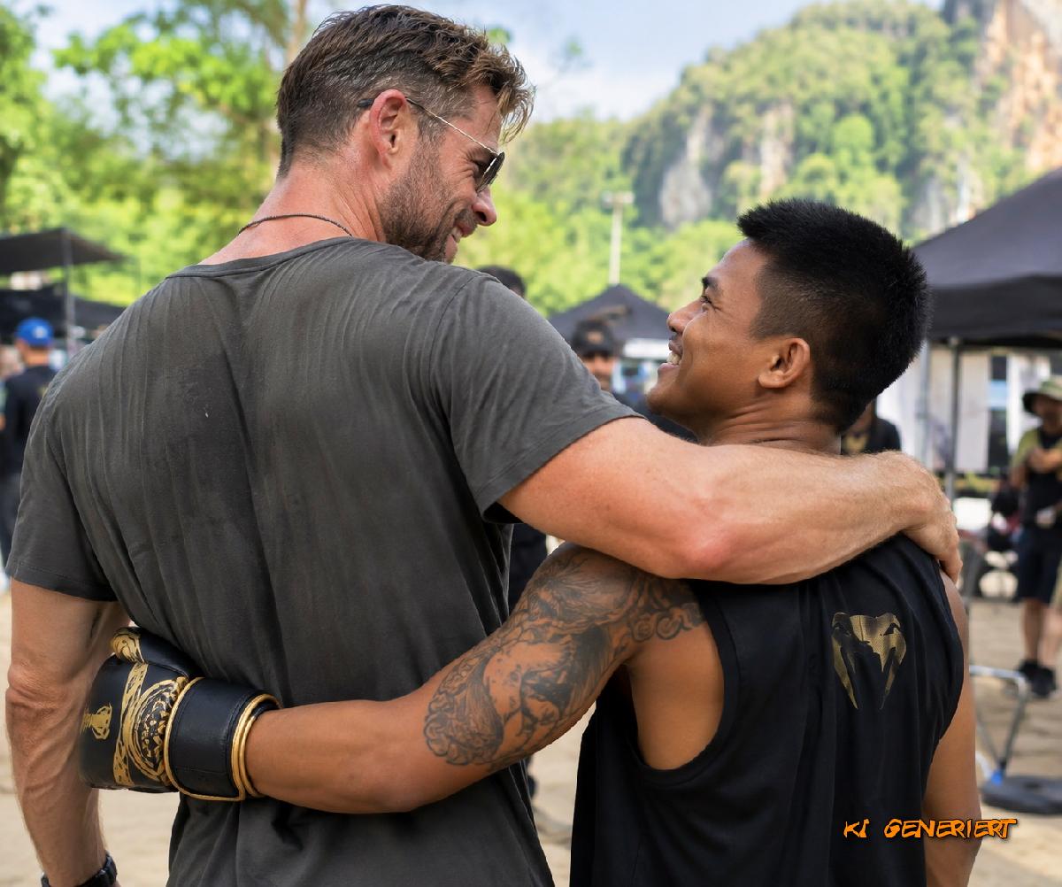 Hollywood-Alarm in Thailand: Chris Hemsworth dreht Extraction 3 - Thor im Thailandurlaub - Movie-Star tauscht den Hammer gegen Boxhandschuhe Symbolbild 1