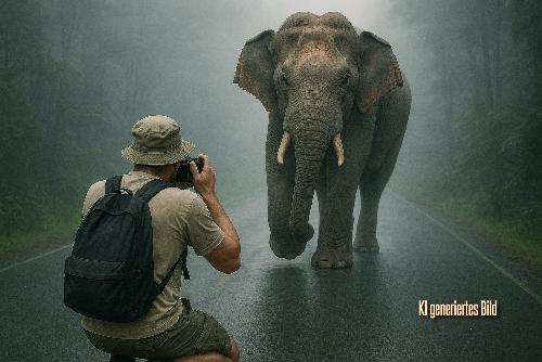 Bild Lebensmder Thailand-Tourist macht Selfies mit wildem Elefanten