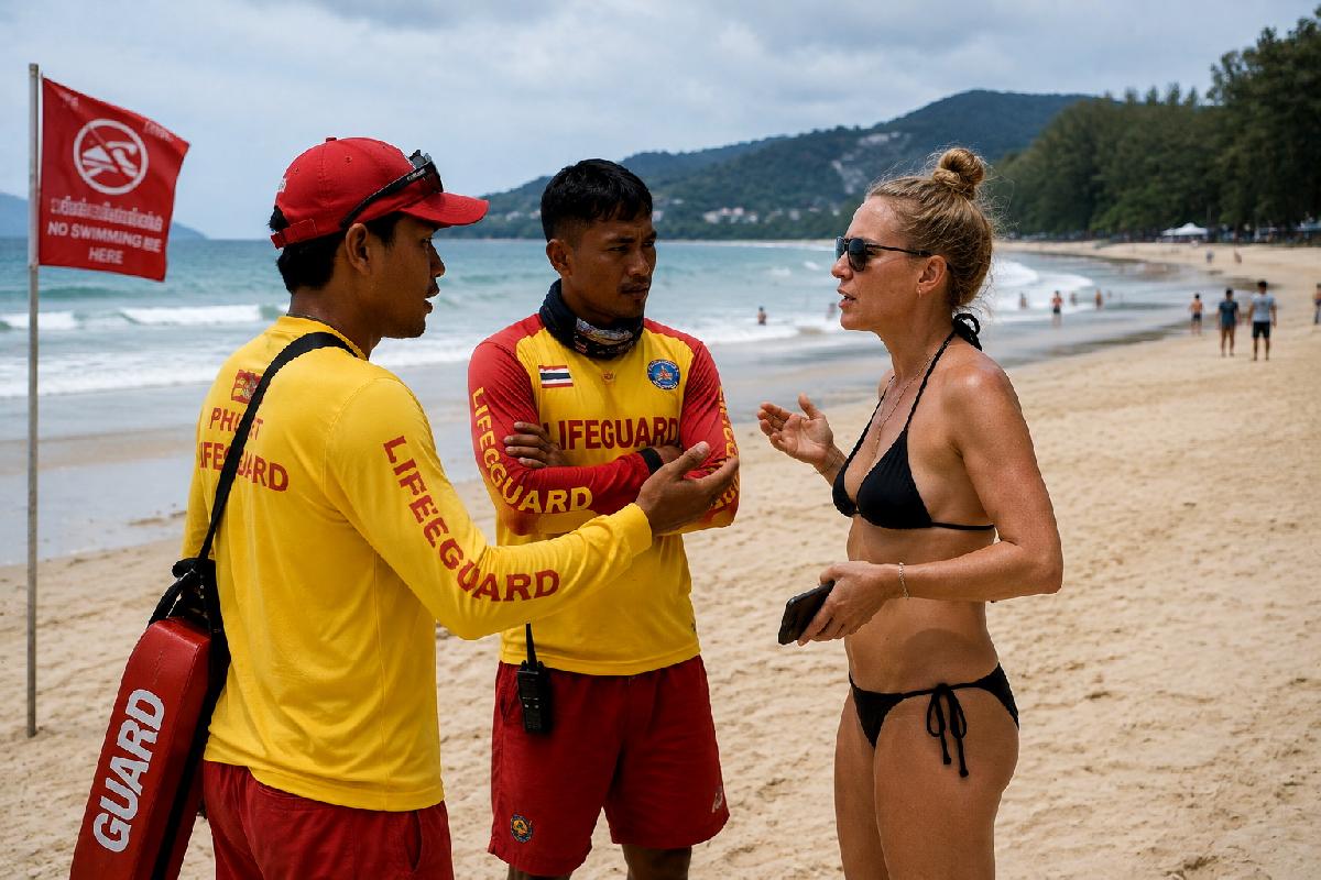Rote Flagge? Egal - der Rettungsschwimmer darf hinterher - Wieder 2 Unfälle mit ignoranten Touristen auf Phuket Symbolfoto 5
