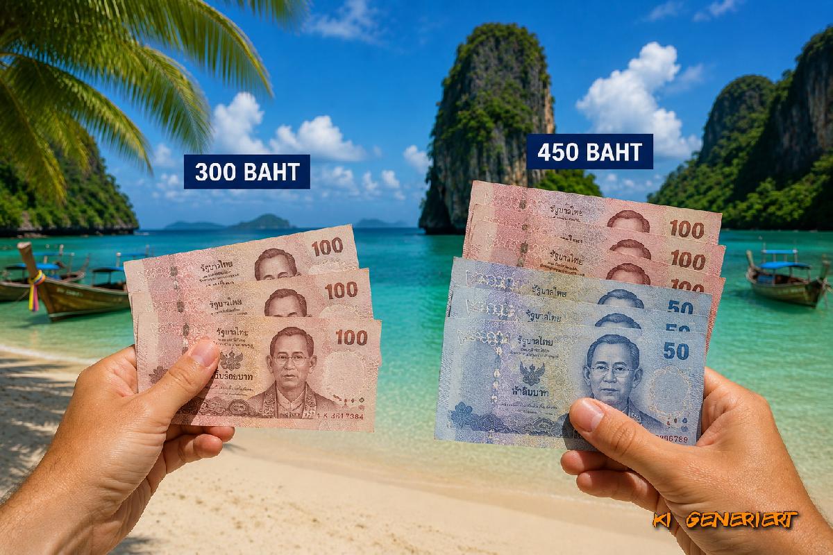 Seit 5 Jahren beschlossene Einreisegebühr wird erst mal erhöht - Die 300 Baht Kurtaxe wird es nicht geben, aber 450 Baht vielleicht schon 😄 Symbolfoto 1