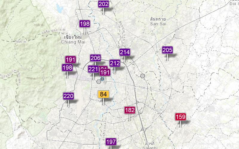 Aktuelle Luftbelastung Grossraum Chiang Mai