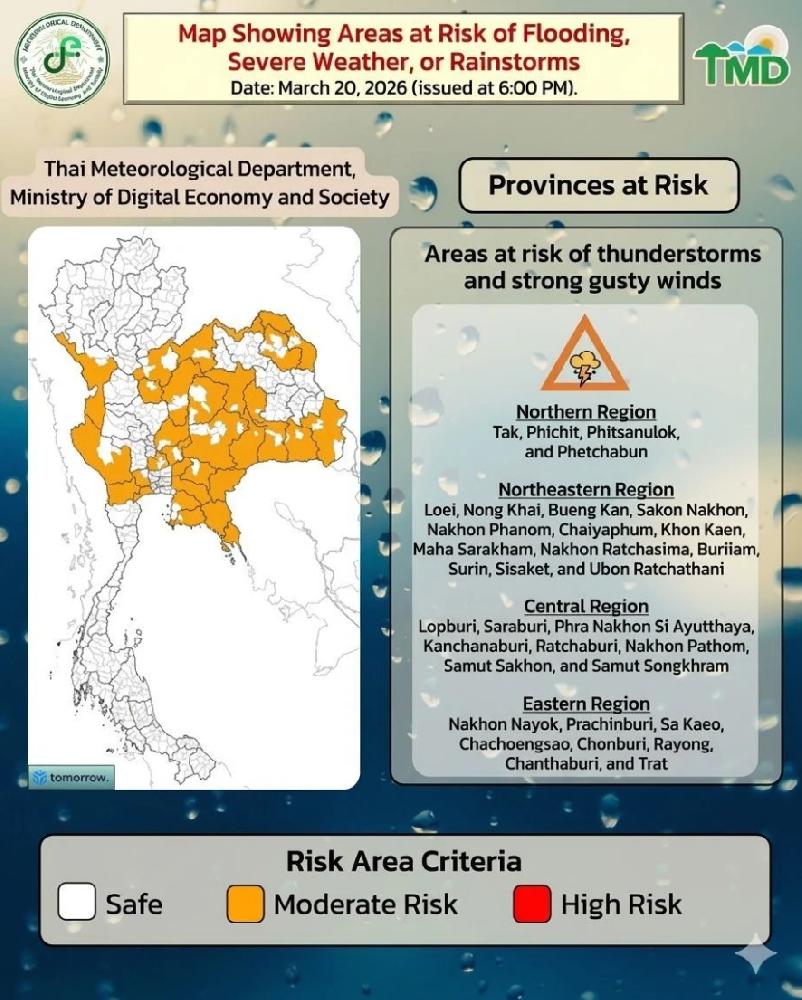 Unwetterwarnung für Thailands Norden, Osten und Zentralthailand - Gewitter, Hagel und starke Winde treffen 40 Provinzen Symbolfoto 3