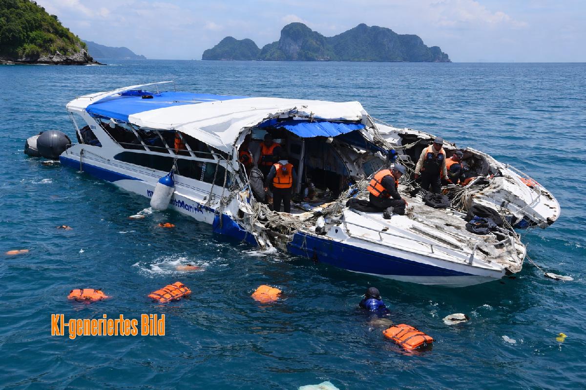Vorsicht bei Bootstouren in Thailand - Seenotrettung meiden - Wenn „No ploblem“ auf drei Meter Wellen trifft... Leichtsinnige Bootsführer Symbolfoto 3