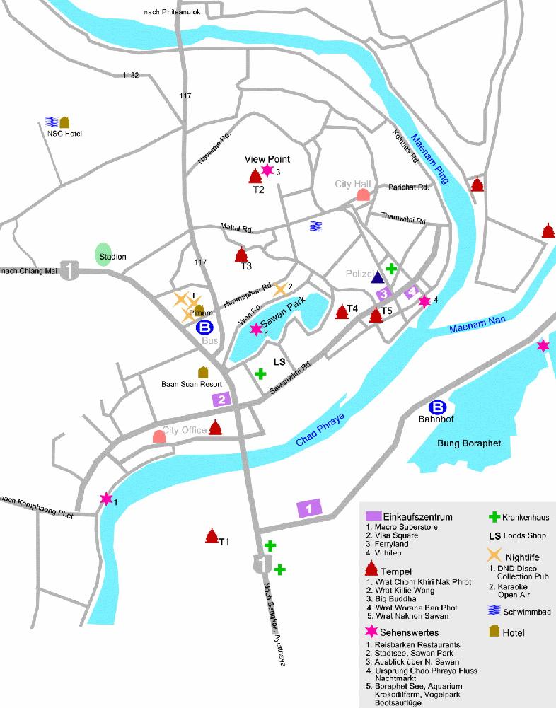 Stadtplan Reiseinformationen Nakhon Sawan 1